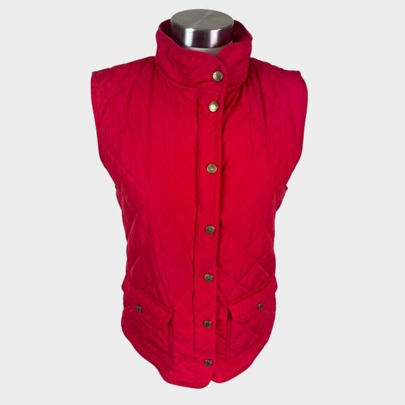 Kenar Womens Medium Red Snap Front Quilted Vest Polyester - Picture 1 of 6